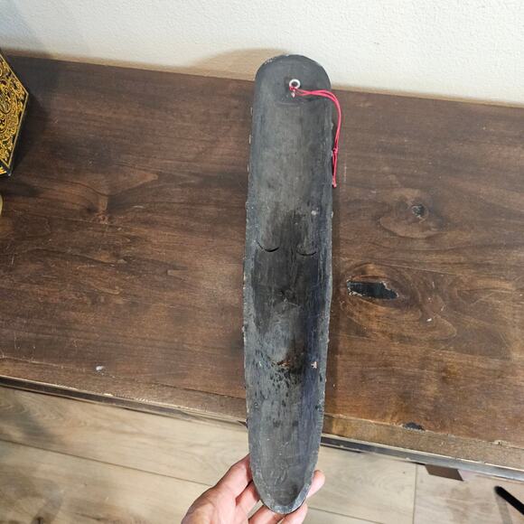 Handmade Vintage Long Face Brass and Wooden Wall Art - Picture 4 of 5